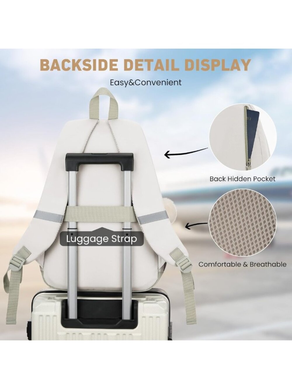 Cute Aesthetic School Backpack for Teen Girls, Large 15.6" Laptop Bookbag - Picture 5 of 7